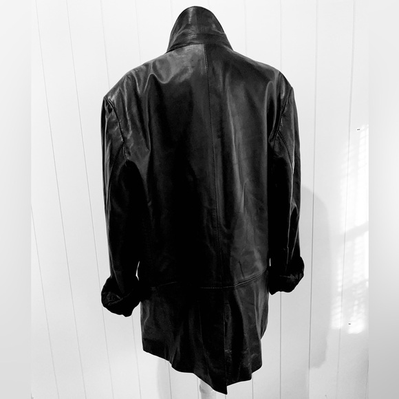 Apt9 Leather Blazer Jacket size 42R Black fully lined 3 button closure - Picture 6 of 16